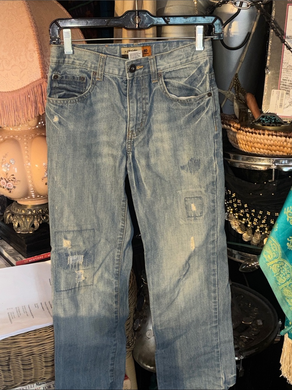 Old Navy Men's Light Blue Distressed Straight Jeans